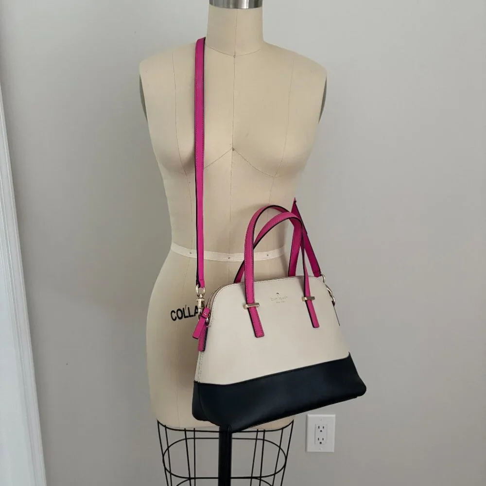 Kate Spade Cedar Street Maise Handbag Black, Pink, Cream Crossbody Quiet Luxury